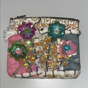 Source Unknown Multicolor Floral Sequin Pouch / coin purse